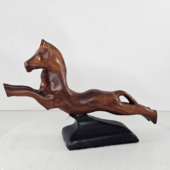 Handcrafted Wooden Horse Sculpture Jumping By W.L. Bill Payne Oklahoma Folk Art - Picture 5 of 11